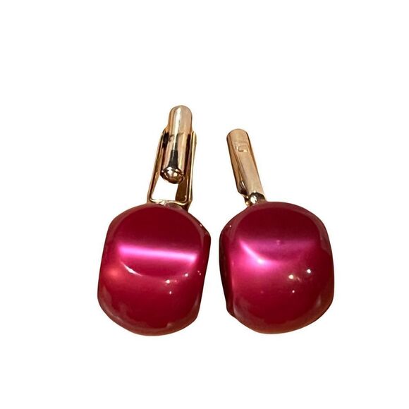 Vtg Cranberry Moonglow Plum Gold statement Jewelry Designer Cuff Links & Tie Pin - Picture 3 of 9